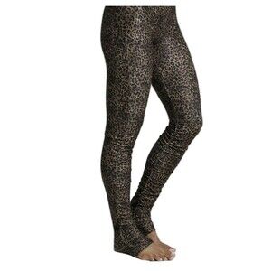 KiraGrace Flirt Leopard Print Ruched Leggings Women M Brown Animal Yoga Pant EUC